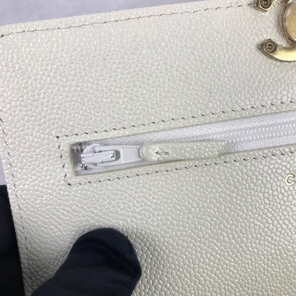 CHANEL Off White Caviar Melody Wallet on Chain w/ GHW - Picture 6 of 8